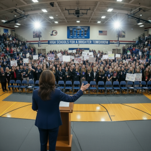 Female candidate speaking at high school.png